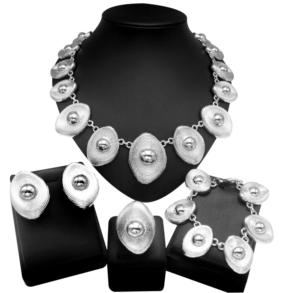 Dubai Gold Plated Jewelry Set Women Necklace Nigeria Luxury Wedding Bijoux Party Fashion Earrings SYHOL