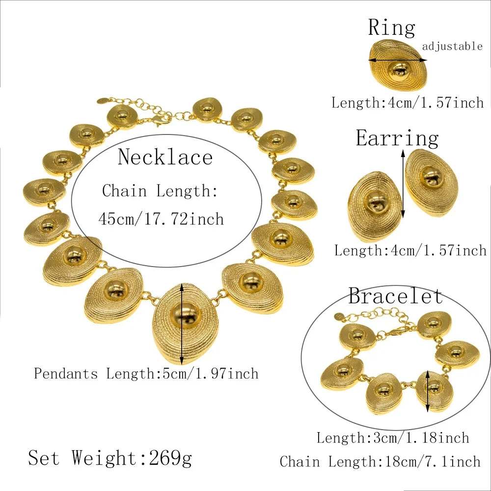 Dubai Gold Plated Jewelry Set Women Necklace Nigeria Luxury Wedding Bijoux Party Fashion Earrings SYHOL
