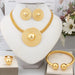 Italy Luxury Gold Color Jewellery Necklace Earring Ring Bracelet Set Fashion African Jewelry Set for Women Daily Wear Party Gift