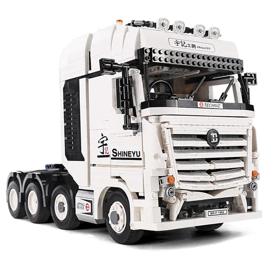 High-Tech QC007 2949Pcs MOC APP Remote Control Truck Toy Arocs Car Container Step Deck Trailer Building Blocks