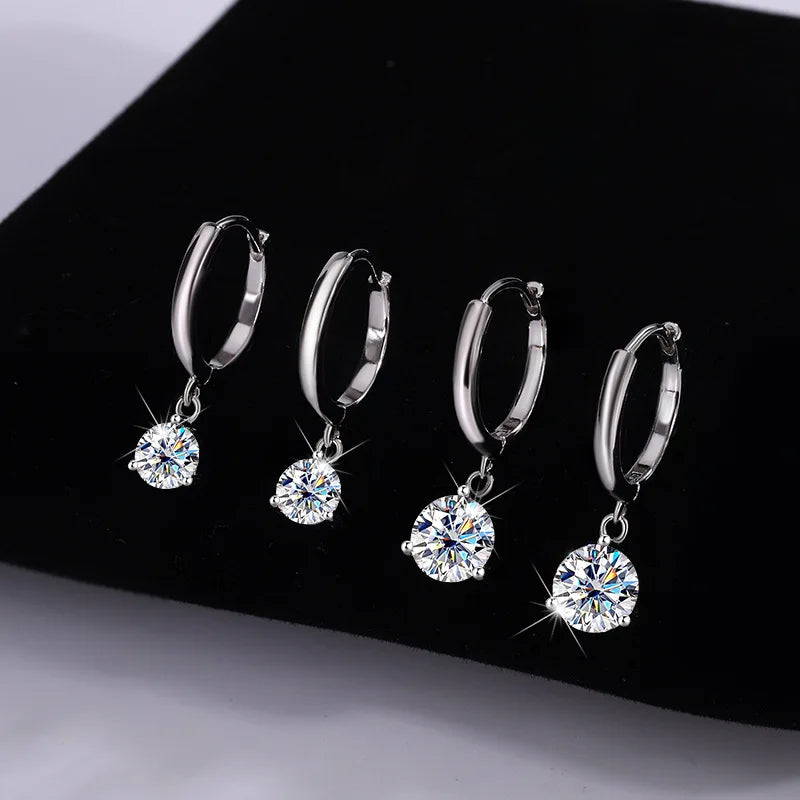 2ct Moissanite Diamond Earrings 100% S925 Sterling Sliver Orginal Drop Earring Wedding Bride Jewelry with Certificate for Women