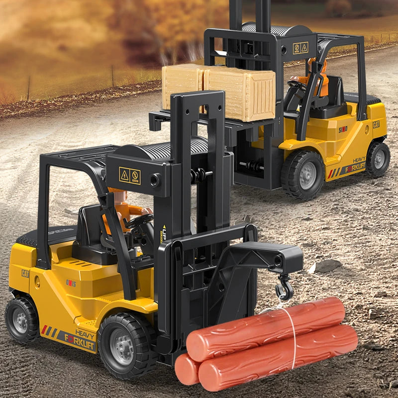 2.4Ghz Rc Excavator Toy Engineering Car Alloy and Plastic Remote Control Digger Mixing Crane Forklift Truck