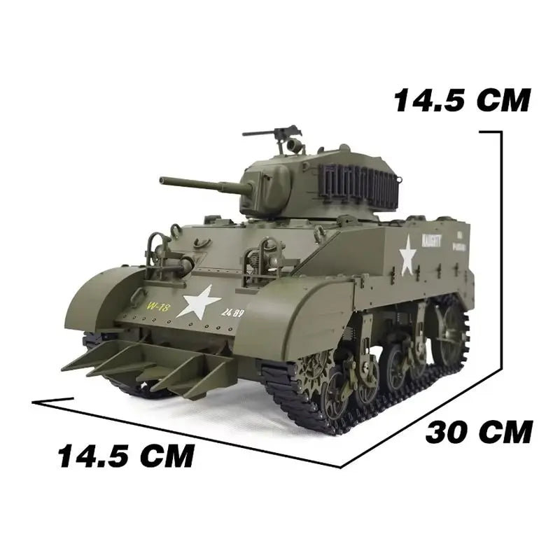 1:16 RC Tank USA Stuart M5A1 Light Tank Model 2.4G Military Vehicle Remote Control Crawler Car Battle Tanks Model Hobby Toys RTR