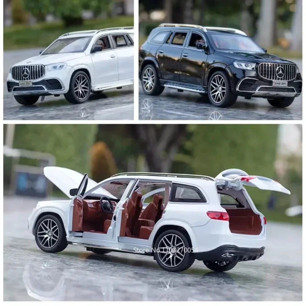 Welly Mercedes Benz GLS 63 AMG  1:24 Toys Car Model Diecast Alloy Cars 6 Doors Opened Sound Light Pull Back Metal Off Road Vehicles Birthday Gifts
