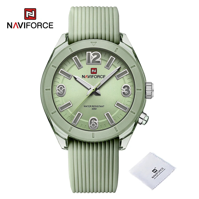 NAVIFORCE New Fashionable Ladies Quartz Wrist Watch Silicone Strap Waterproof Watches Women Original Elegant Female Gifts Clock