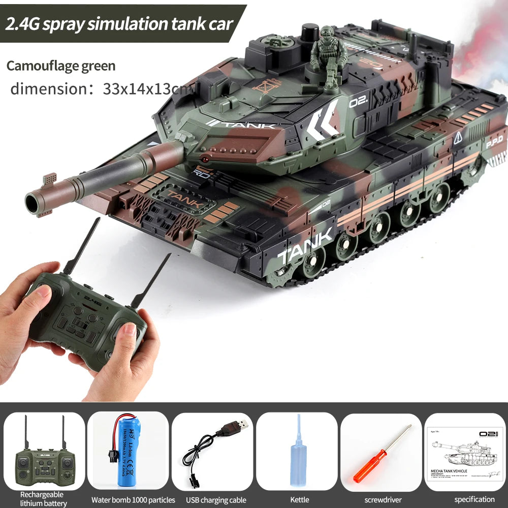 2.4G Tracked Simulation Remote Control Tank Water Bomb Spray Remote Control Vehicle War Armored Vehicle Model
