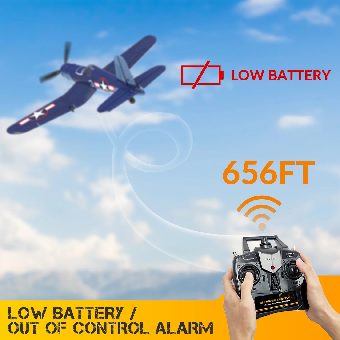 Fremego F4U Corsair 2.4Ghz 4CH 400mm Wingspan One-Key Aerobatic RTF Remote Control RC Plane