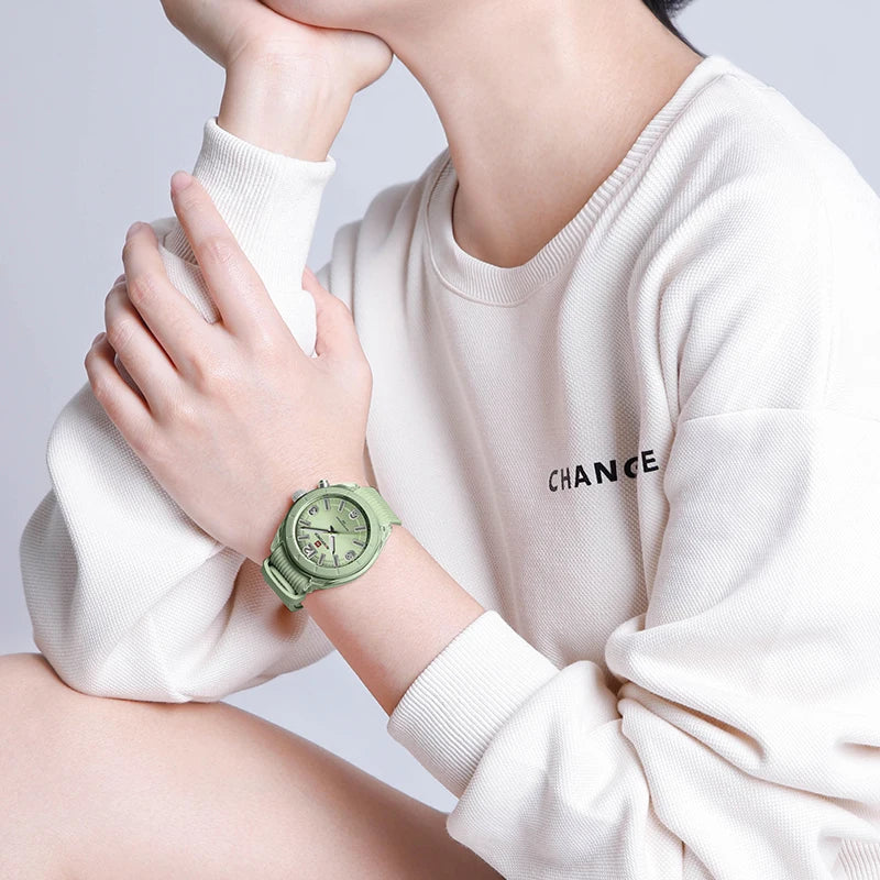 NAVIFORCE New Fashionable Ladies Quartz Wrist Watch Silicone Strap Waterproof Watches Women Original Elegant Female Gifts Clock