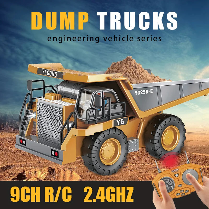 2.4Ghz Rc Excavator Toy Engineering Car Alloy and Plastic Remote Control Digger Mixing Crane Forklift Truck