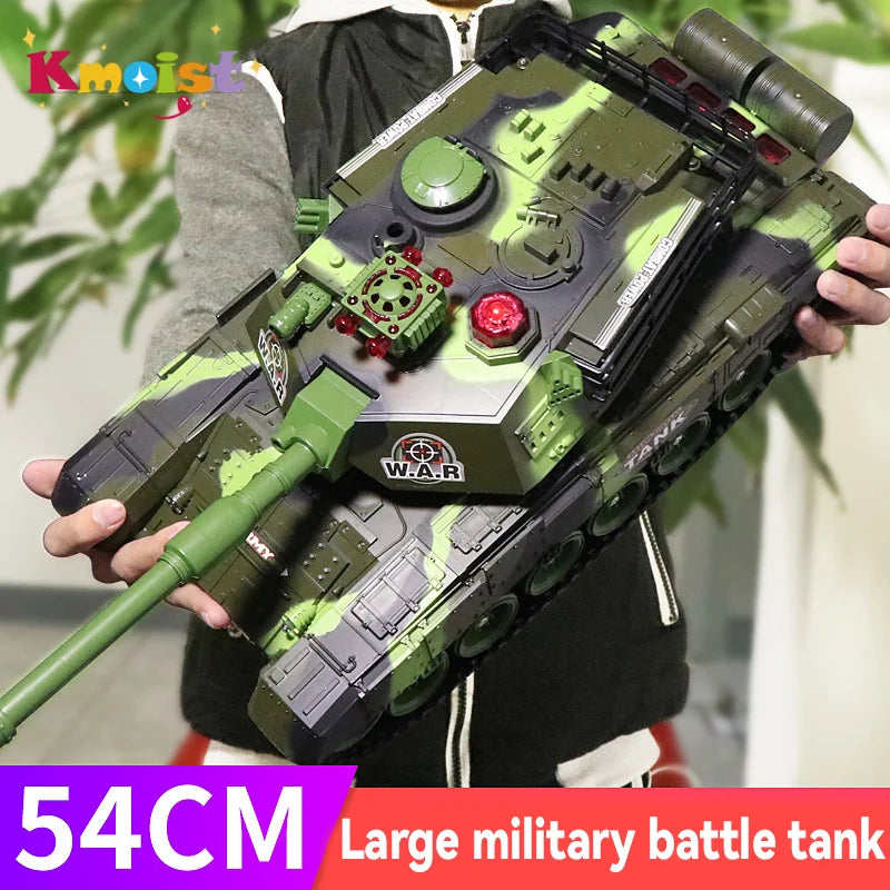 KMoist 54Cm RC Tank 2.4G Remote Control War Tank Large Military Models Light Sound Radio Controlled Toy