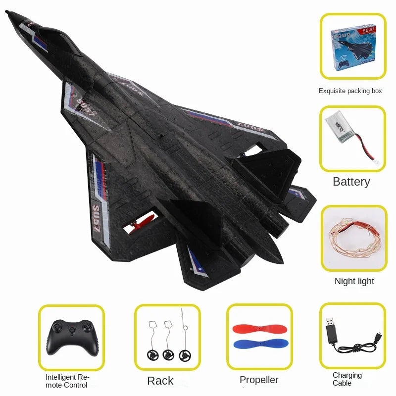 SU 57 Rc Plane Radio Controlled Airplane Remote Control Aircraft Toy with Light Throwing Foam Electric Toy for Boy