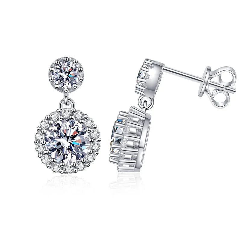 1ct Moissanite Diamond Earrings for Women S925 Sterling Sliver 18k White Gold Plated Diamond Drop Earring Gifts with Certificate