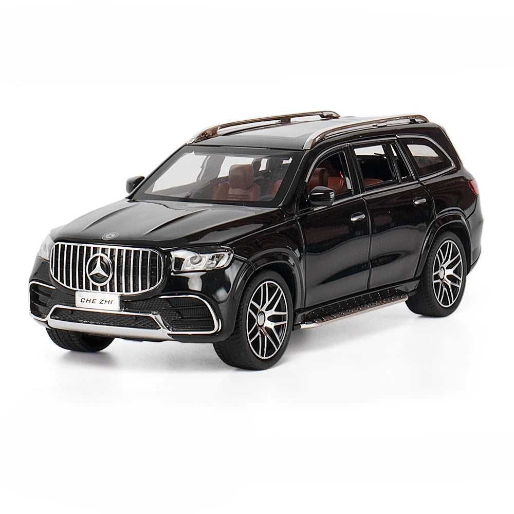 Welly Mercedes Benz GLS 63 AMG  1:24 Toys Car Model Diecast Alloy Cars 6 Doors Opened Sound Light Pull Back Metal Off Road Vehicles Birthday Gifts