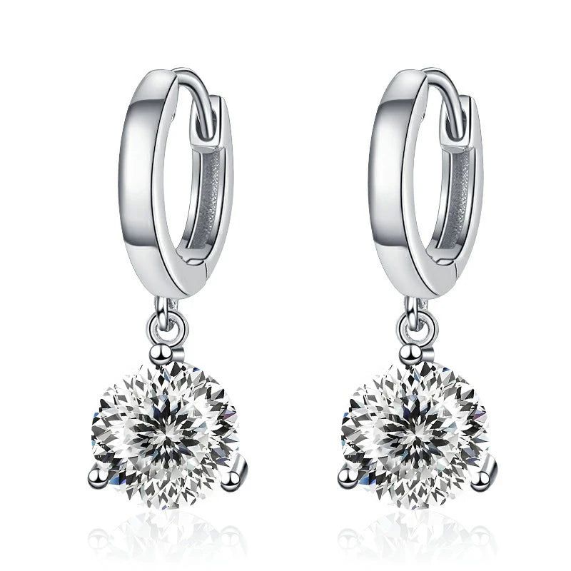2ct Moissanite Diamond Earrings 100% S925 Sterling Sliver Orginal Drop Earring Wedding Bride Jewelry with Certificate for Women