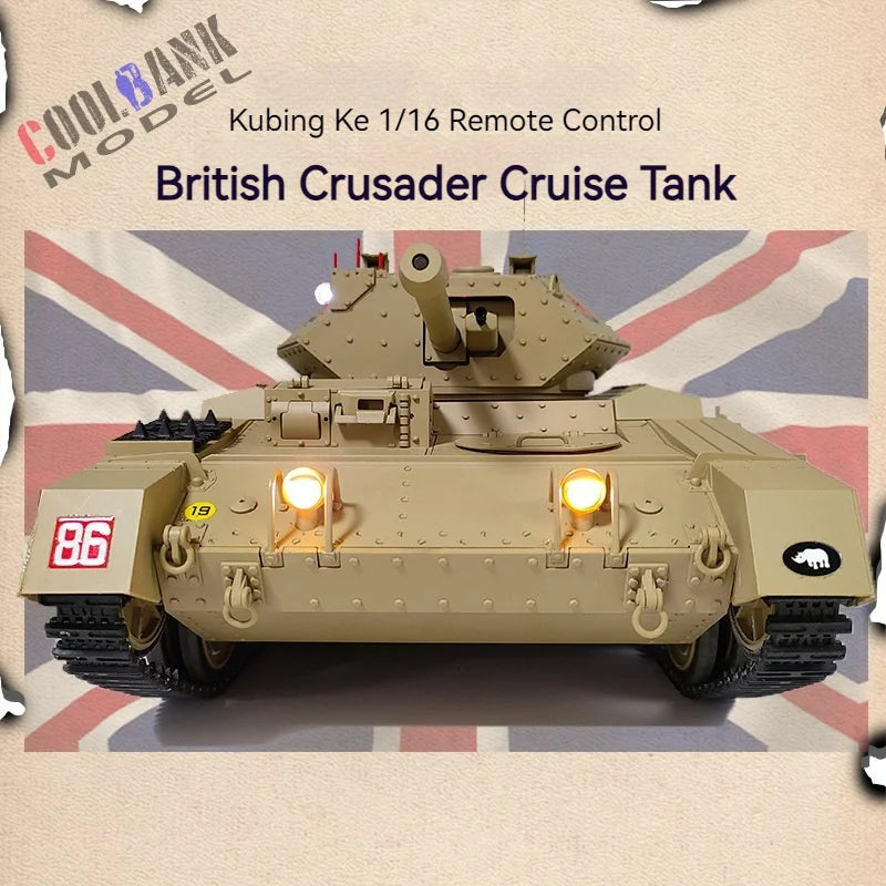 MN Model 2025 Remote Controlled British Crusader MkIII Military Tank Toy for Boys Telescopic Smoke Belt Simulation Warehouse Soldier