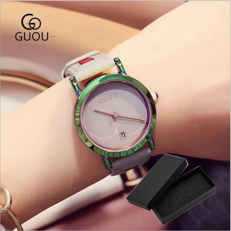 GUOU Luxury Women's Watches Stainless Steel Colorful straps Purple Women Watches Fashion Ladies watch reloj mujer zegarek damski