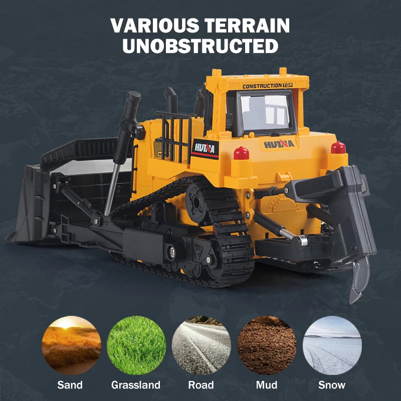 Huina 554 Remote Control Bulldozer Truck 1/16 Alloy Construction Engineering Trucks RC Heavy Crawler Bulldozer
