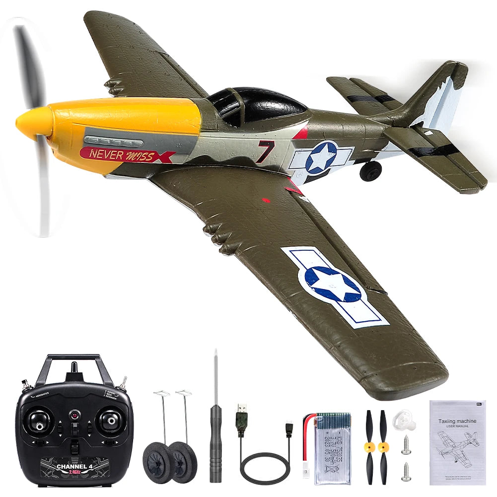 Antsir P51 Mustang 2.4G Radio EPP Foam 4CH 6 Axis 410MM Wingspan RC Fighter One Key Aerobatic RTF