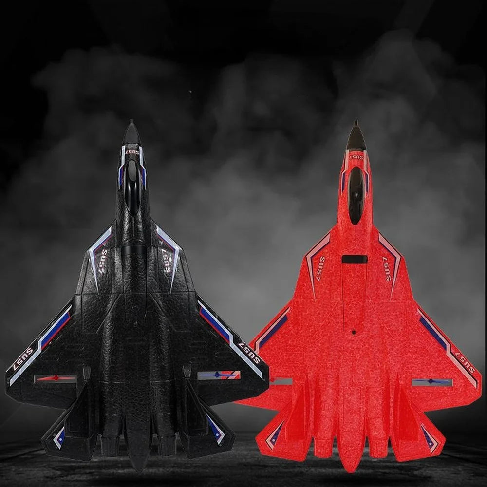 SU 57 Rc Plane Radio Controlled Airplane Remote Control Aircraft Toy with Light Throwing Foam Electric Toy for Boy