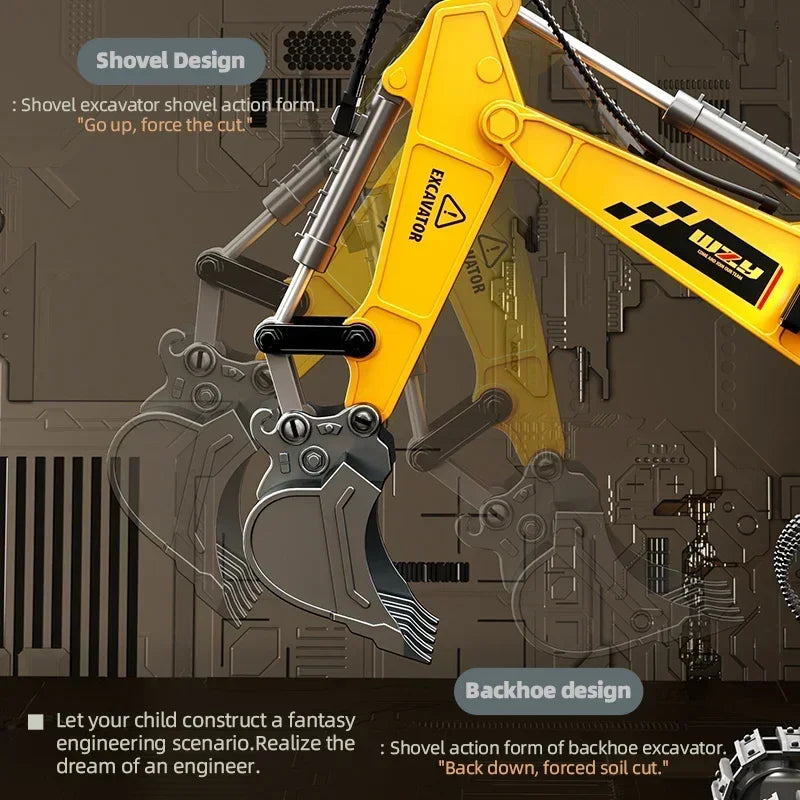 12 Channel Alloy Remote Control Excavator Children's Toy Simulation Sound Effects and Lighting Parent-child Interactive Toy