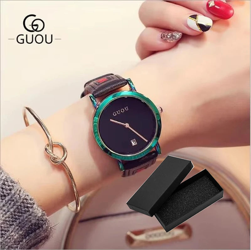 GUOU Luxury Women's Watches Stainless Steel Colorful straps Purple Women Watches Fashion Ladies watch reloj mujer zegarek damski
