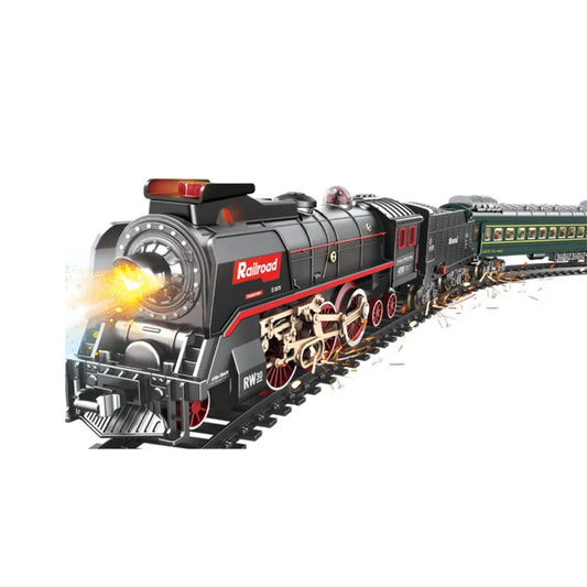 Larzack Classical Remote Control Train Toy Electric Train Set Railway Tracks Set Assemble with Light&Sound