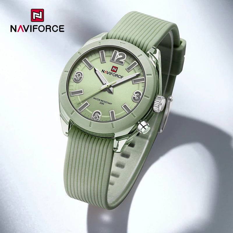 NAVIFORCE New Fashionable Ladies Quartz Wrist Watch Silicone Strap Waterproof Watches Women Original Elegant Female Gifts Clock