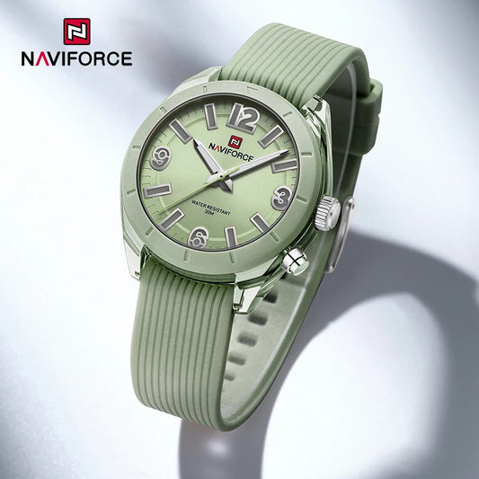 NAVIFORCE New Fashionable Ladies Quartz Wrist Watch Silicone Strap Waterproof Watches Women Original Elegant Female Gifts Clock