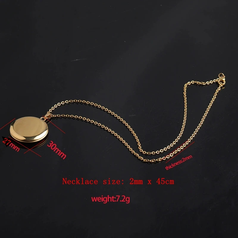 New 10pieces/lot Mirror Polish Stainless Steel DIY Round Photo Picture Frame Locket Pendant Necklace
