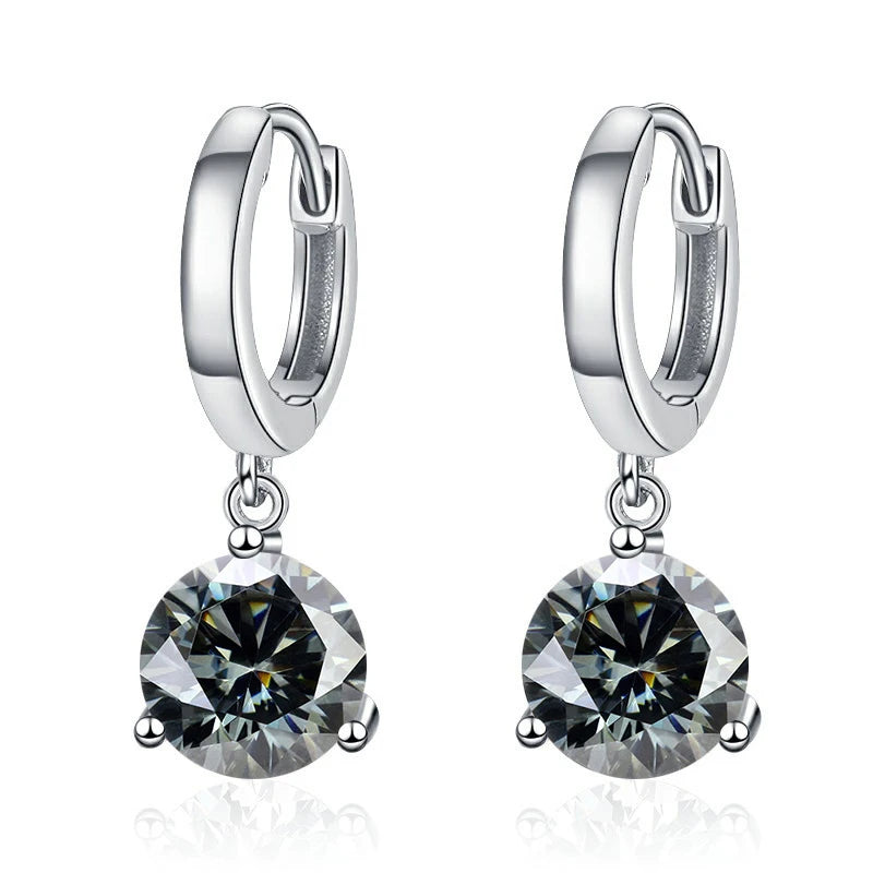 2ct Moissanite Diamond Earrings 100% S925 Sterling Sliver Orginal Drop Earring Wedding Bride Jewelry with Certificate for Women