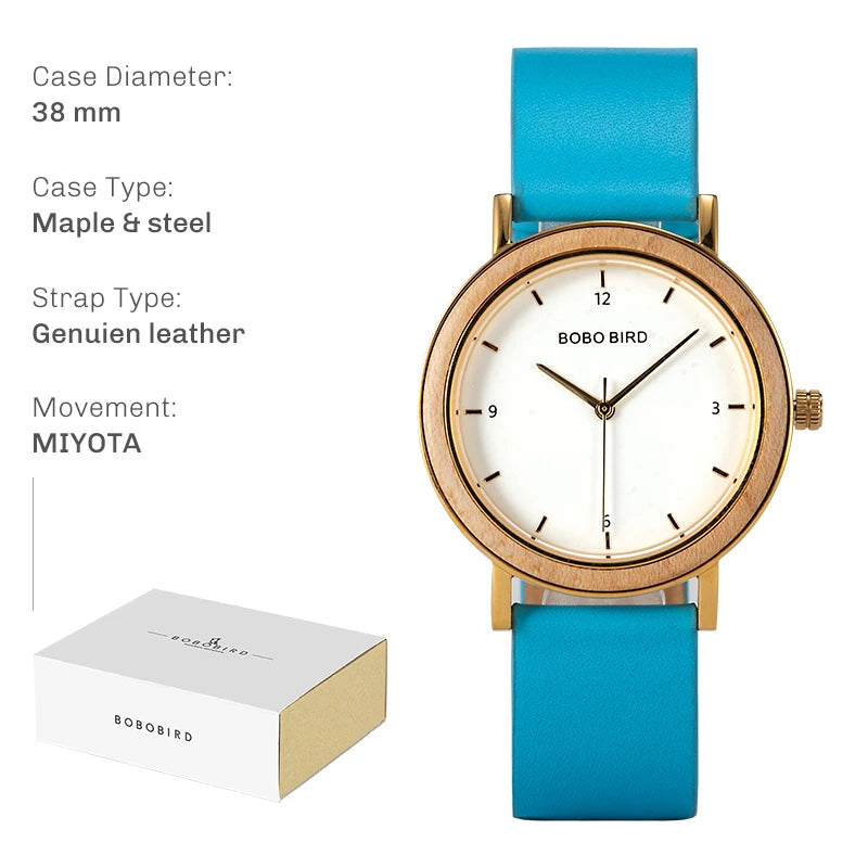 BOBO BIRD Wood Watches for Women Nature Lightweight Engraved Wooden Watch Simple Lady Quartz Wristwatch Custom Gift for Her