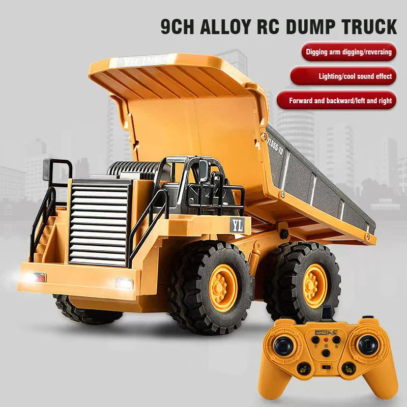 2.4G Alloy Remote Control Dump Truck RC Excavator Bulldozer Engineering Vehicle 9 Channel RC Trucks