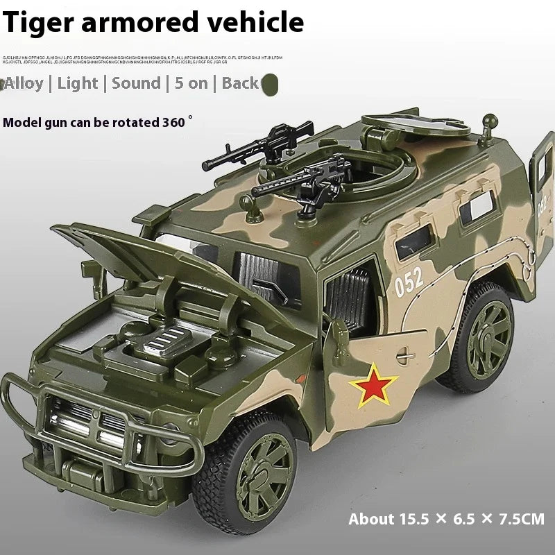 Moisto 1:32 Willys GP JEEP Military Off Road Vehicle Alloy Model Car Metal Diecast Sound and Light Toys Military Truck