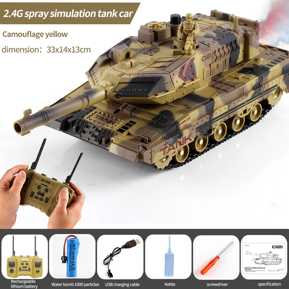 2.4G Tracked Simulation Remote Control Tank Water Bomb Spray Remote Control Vehicle War Armored Vehicle Model