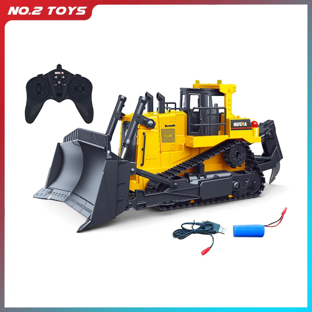 Huina 554 Remote Control Bulldozer Truck 1/16 Alloy Construction Engineering Trucks RC Heavy Crawler Bulldozer