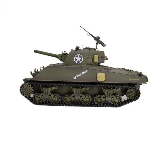 HengLong Rc Tank 1/16 American M4A3 Sherman Electric Remote Control Tank Model Telescopic Barrel Military Model