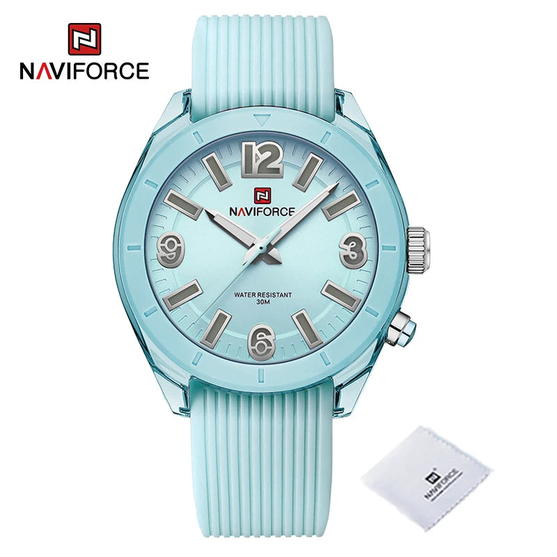 NAVIFORCE New Fashionable Ladies Quartz Wrist Watch Silicone Strap Waterproof Watches Women Original Elegant Female Gifts Clock
