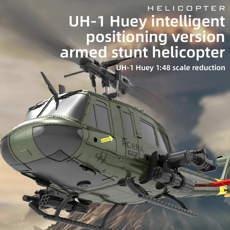 1/48 Remote-Controlled Armed RC Helicopter UH1 Simulated Helicopter Six-Channel 3D Stunt Model Aircraft Rtf Intelligent Positioning