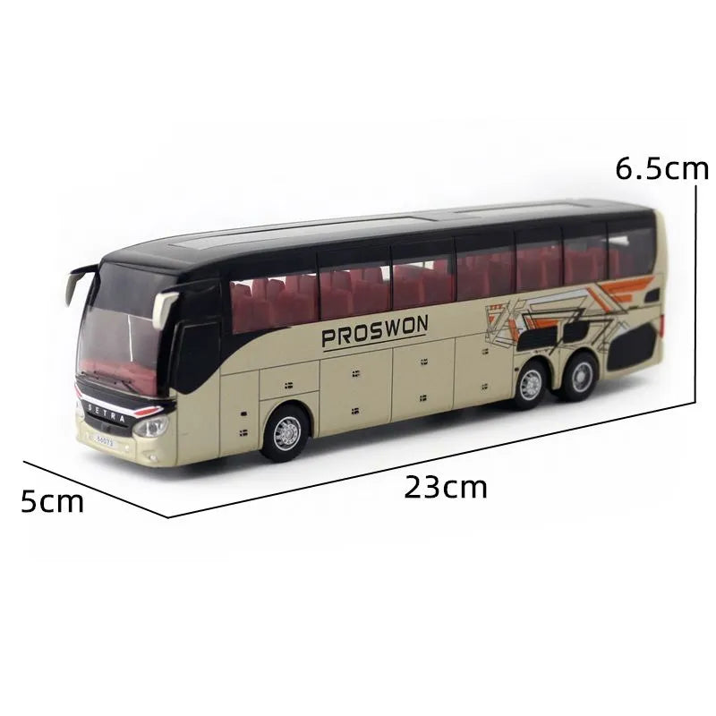Welly 1/32 Scale Diecast Alloy SETRA Luxury Bus Model Children's Toy Car Business Travel Bus Pull Back Sound and Light Miniature