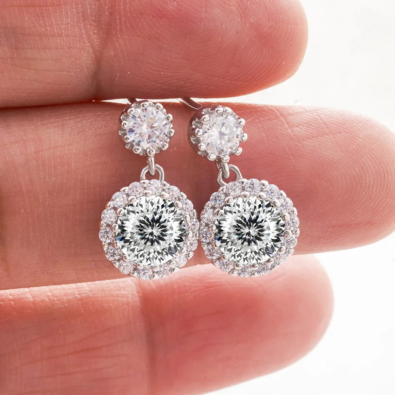 1ct Moissanite Diamond Earrings for Women S925 Sterling Sliver 18k White Gold Plated Diamond Drop Earring Gifts with Certificate