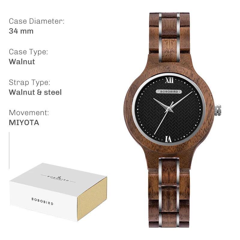 BOBO BIRD Wood Watches for Women Nature Lightweight Engraved Wooden Watch Simple Lady Quartz Wristwatch Custom Gift for Her