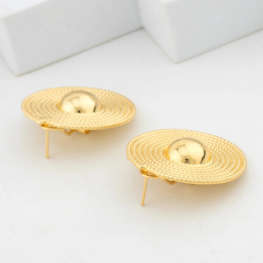 Italy Luxury Gold Color Jewellery Necklace Earring Ring Bracelet Set Fashion African Jewelry Set for Women Daily Wear Party Gift