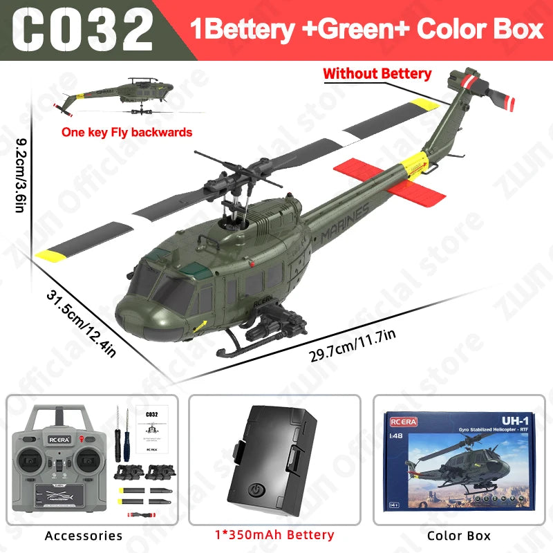 ZWN C032 RC Helicopter 2.4G 6-Aixs Gyroscope 6CH Altitude Hold Optical Flow Brushless Remote Control Helicopter