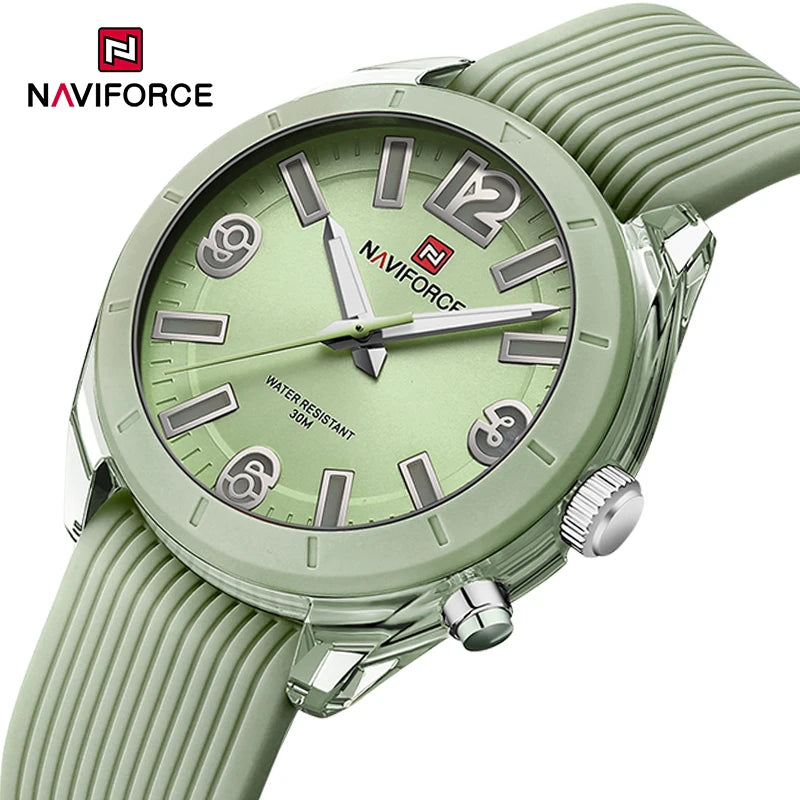 NAVIFORCE New Fashionable Ladies Quartz Wrist Watch Silicone Strap Waterproof Watches Women Original Elegant Female Gifts Clock