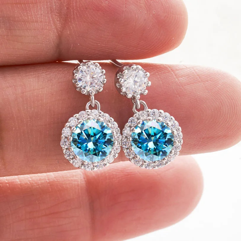 1ct Moissanite Diamond Earrings for Women S925 Sterling Sliver 18k White Gold Plated Diamond Drop Earring Gifts with Certificate