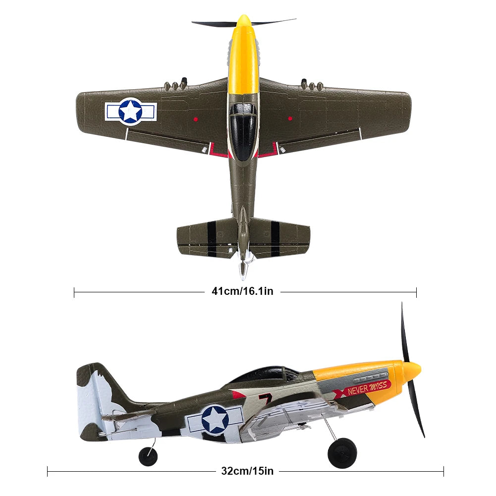 Antsir P51 Mustang 2.4G Radio EPP Foam 4CH 6 Axis 410MM Wingspan RC Fighter One Key Aerobatic RTF