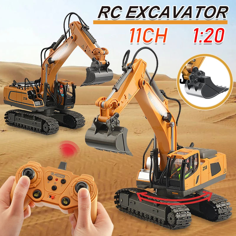 2.4Ghz Rc Excavator Toy Engineering Car Alloy and Plastic Remote Control Digger Mixing Crane Forklift Truck