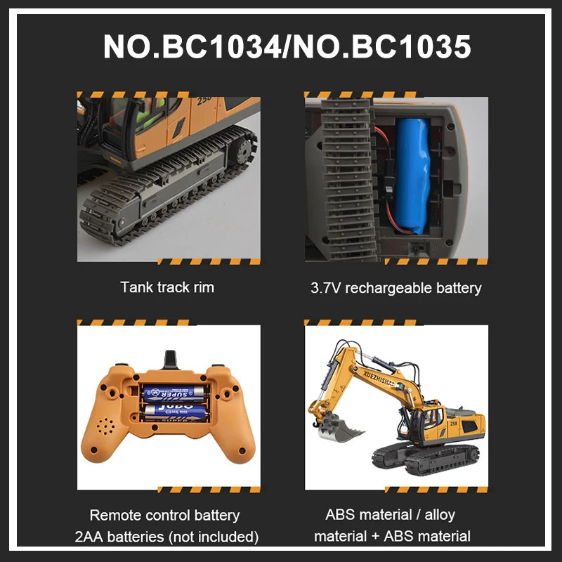 2.4Ghz Rc Excavator Toy Engineering Car Alloy and Plastic Remote Control Digger Mixing Crane Forklift Truck