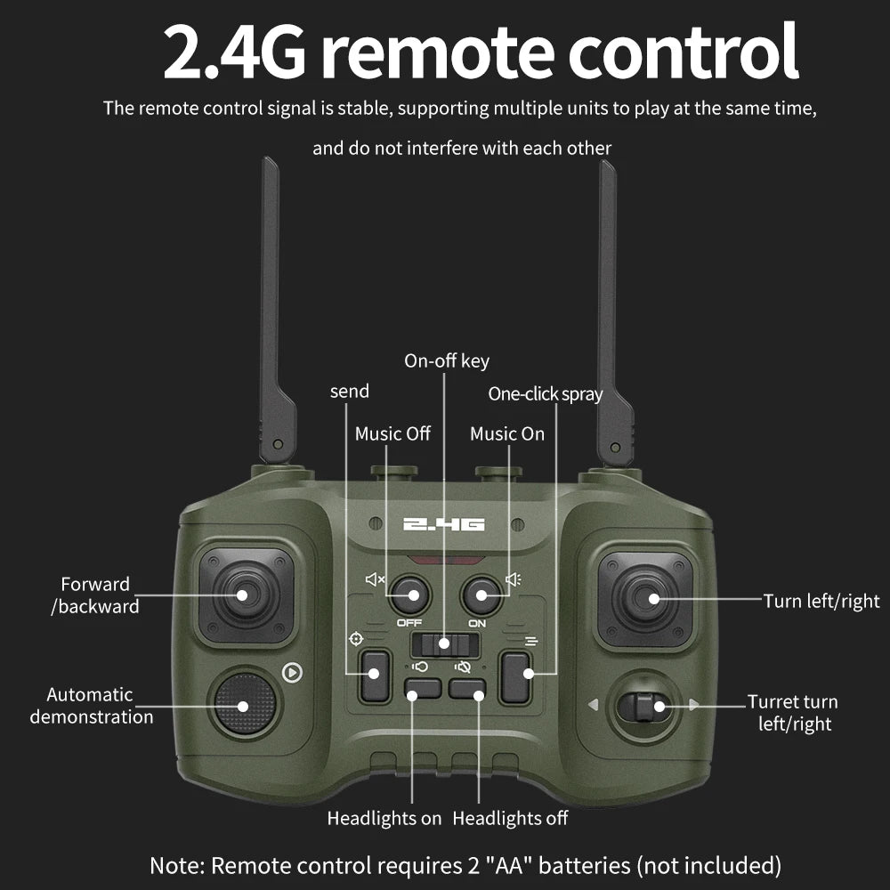 2.4G Tracked Simulation Remote Control Tank Water Bomb Spray Remote Control Vehicle War Armored Vehicle Model