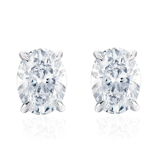 DEZO Total 4 Carats Oval Cut Moissanite Earring For Women Solid 925 Sterling Silver Stud Earrings VVS D Color GRA Certificate